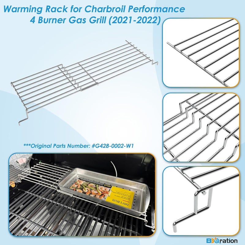 BBQration Warming Rack Grill Parts for Charbroil Performance 4 Burner 463352521 463354021 463365021 463354021 463365522, G428-0002-W1 Grill Swing Away Grid for Charbroil Grill Replacement Parts - Image 3